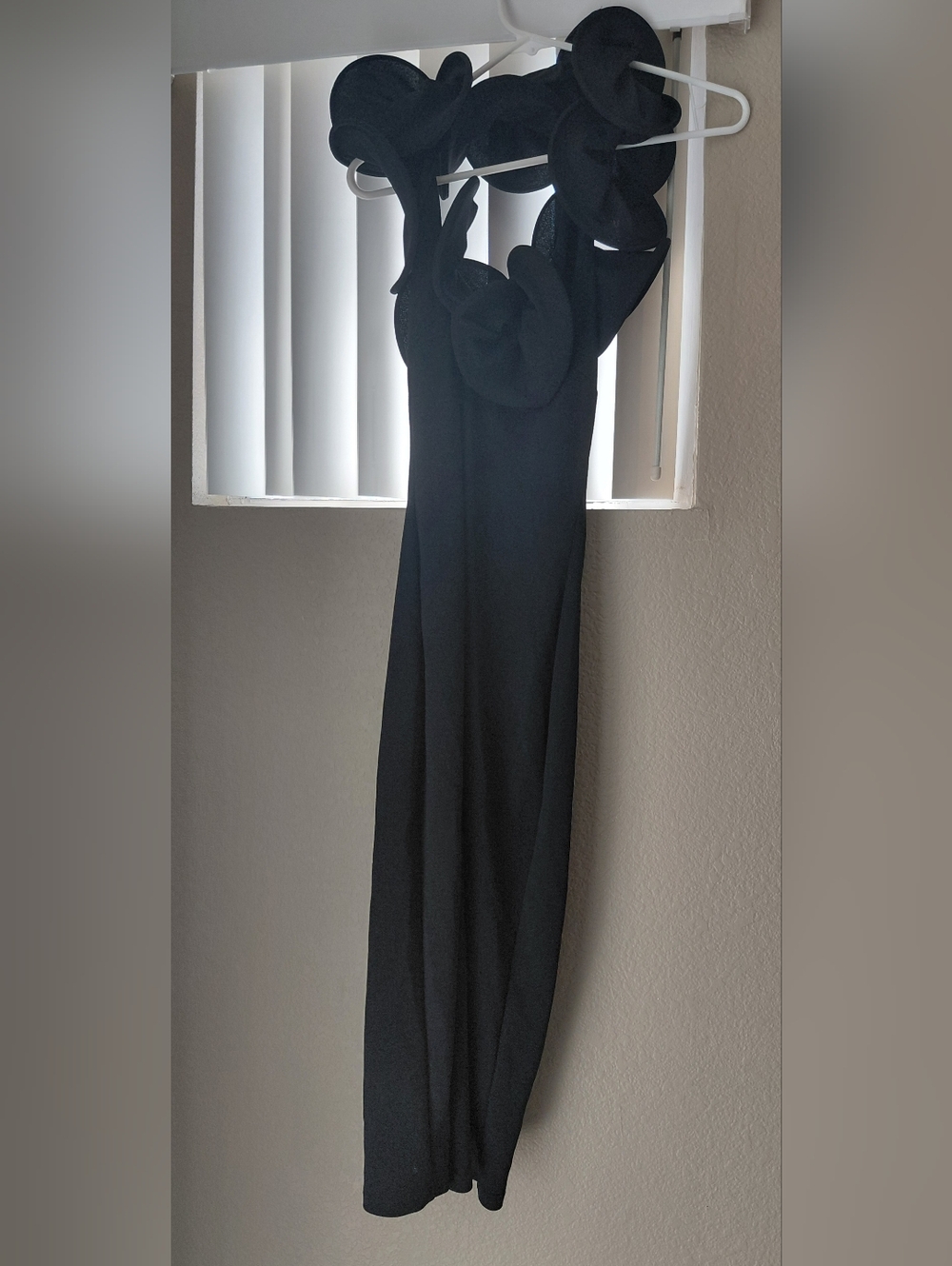 Classic Black Women’s Dress with Draped Sleeve Detail